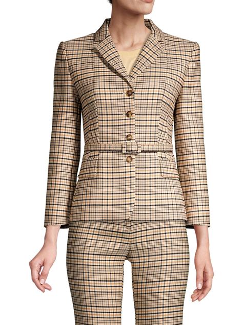 michael kors wool plaid blazer womens|Michael Kors Regular Fit Plaid Wool Blend Blazer on SALE.